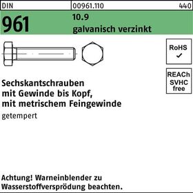 Sechskantschraube DIN 961 VG M14x1,5x 60 10.9 galv.verz. 50 Stück - VPE: 50