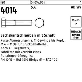 Sechskantschraube ISO 4014 Schaft M24x 260 5.6 W7 1 Stück