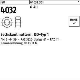 Sechskantmutter ISO 4032 M4 6 Automatenstahl 1000 Stück - VPE: 1000