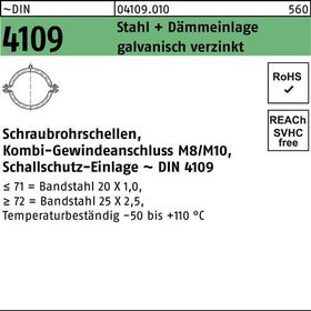 Schraubrohrschelle DIN 4109 32-35 M8/M10 Stahl+Dämmeinlage galv.verz. 100St. - VPE: 100