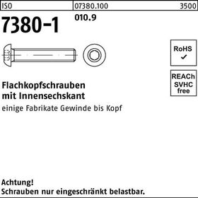 Flachkopfschraube ISO 7380-1 Innen-6kt M3x 16 010.9 500 Stück - VPE: 500