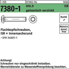 Flachkopfschraube ISO 7380-1 ISR M4x10-T20 010.9 galv.verz. 500St. - VPE: 500