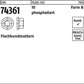 Flachbundmutter DIN 74361 M14x 1,5 SW19 10 phosphatiert 100 Stück - VPE: 100