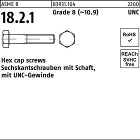 Sechskantschraube R 83931 UNC-Gewinde/Schaft 5/16x2 1/2 Grade 8 (~10.9) 100St. - VPE: 100