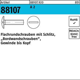 Flachrundschraube R 88107 Schlitz VG M6x 20 A 2 500 Stück - VPE: 500