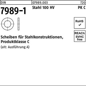 Unterlegscheibe DIN 7989-1 16/17,5x 30x8 Stahl 100HV 100 Stück - VPE: 100