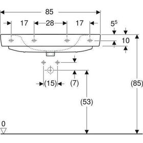 Geberit Waschtisch RENOVA PLAN m Hahnloch ohne Überlauf 850x480mm weiß