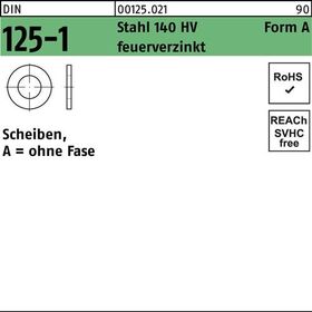 Unterlegscheibe DIN 125-1 A 21x37x3 Stahl 140 HV feuerverz. 200 Stück - VPE: 200