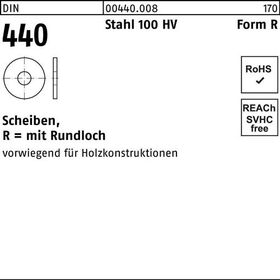 Scheibe DIN 440/ISO 7094 FormR R 26x 85x 6 Stahl 100 HV 50 Stück - VPE: 50