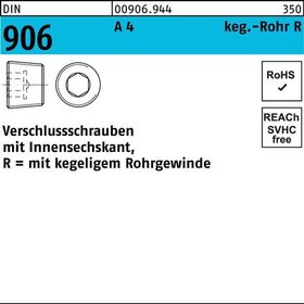 Verschlußschraube DIN 906 Innen-6kt R 3/4 A 4 25 Stück - VPE: 25