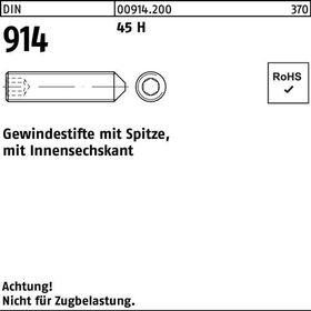 Gewindestift DIN 914 Spitze/Innen-6kt M6x 25 45 H 200 Stück - VPE: 200