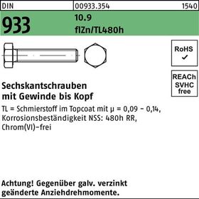 Sechskantschraube DIN 933 VG M6x55 10.9 zinkb. Gleitmittel flZnnc 480h-L 200St. - VPE: 200