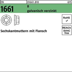 Sechskantmutter EN 1661 Flansch M12 8 galv.verz. 250 Stück - VPE: 250