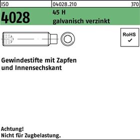 Gewindestift ISO 4028 Zapfen/Innen-6kt M5x8 45 H galv.verz. 1000St. - VPE: 1000