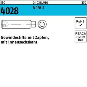 Gewindestift ISO 4028 Zapfen/Innen-6kt M6x 20 A 1/A 2 500 Stück - VPE: 500