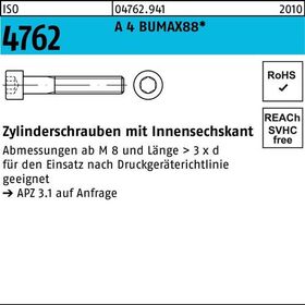 Zylinderschraube ISO 4762 Innen-6kt M4x 6 A 4 BUMAX88 200 Stück BUFAB - VPE: 200