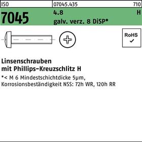 Flachkopfschraube ISO 7045 PH M4x20-H 4.8 galv.verz. 8 DiSP 2000St. - VPE: 2000