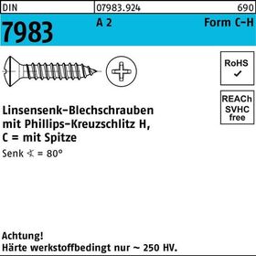 Linsensenkblechschraube DIN 7983 PH C 4,8x 19-H A 2 100 Stück - VPE: 100