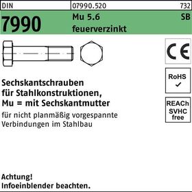 Sechskantschraube DIN 7990 CE Sechskantmutter M16x35 5.6 feuerverz. 50St. - VPE: 50