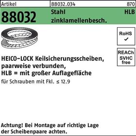 Keilsicherungsscheibe R 88032 HLB-27 Stahl zinklamellenb. breit 25St. HEICO - VPE: 25