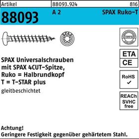 Schraube R 88093 Ruko Spitze/T-STAR VG 4x 20/16-T20 A 2 200 Stück SPAX - VPE: 200