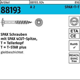 Tellerkopfschraube R 88193 Spitze/T-STAR TG 8x 180/80-T40 A 2 50 Stück SPAX - VPE: 50