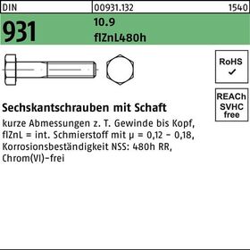 Sechskantschraube DIN 931 Schaft M24x 240 10.9 flZnL/nc/x/x/480h/C 1 Stück