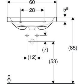 Geberit Waschtisch iCon Light 600x420mm verk. Ausldg m HL m ÜL weiß