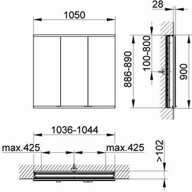 Keuco Spiegelschrank ROYAL MODULAR 2.0 Breite 1050mm Höhe 900mm Tiefe 120mm