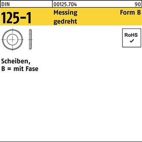 Unterlegscheibe DIN 125-1 B 5,3x10x1 Messing gedreht 100 Stück - VPE: 100