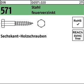 Sechskantholzschraube DIN 571 8x 70 Stahl feuerverz. 200 Stück - VPE: 200