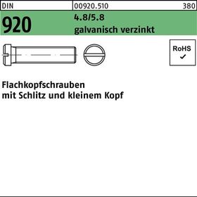 Flachkopfschraube DIN 920 Schlitz M4x 10 4.8/5.8 galv.verz. 100St. - VPE: 100