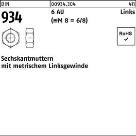 Sechskantmutter DIN 934 links M20 -LH 6 Automatenstahl 50 Stück - VPE: 50