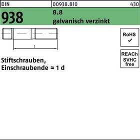 Stiftschraube DIN 938 M12x 25 8.8 galv.verz. 50 Stück - VPE: 50