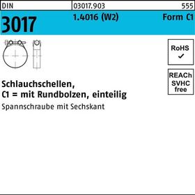 Schlauchschelle DIN 3017 W2 FormC1 140-150/30 1.4016 Schraube galv.verz. 10St. - VPE: 10