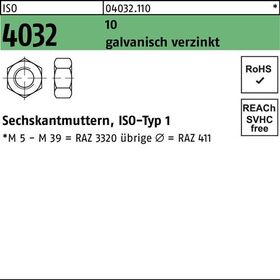 Sechskantmutter ISO 4032 M8 10 galv.verz. 1000 Stück - VPE: 1000