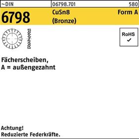 Fächerscheibe DIN 6798 FormA außengezahnt A 6,4 CuSn Bronze 1000 Stück - VPE: 1000