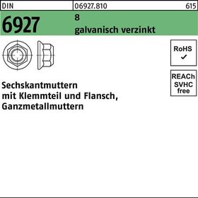 Sechskantmutter DIN 6927 Klemmteil/Flansch M12 8 galv.verz. 100Stück - VPE: 100