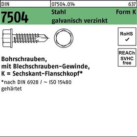 Bohrschraube DIN 7504 6-kt-Flanschkopf K 6,3x120 Stahl galv.verz. 100St. - VPE: 100