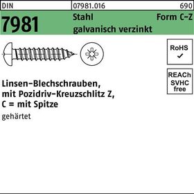 Blechschraube DIN 7981 LIKO PZ 4,8x 9,5 -C-Z Stahl galv.verz. Spitze 500St. - VPE: 500