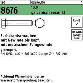 Sechskantschraube ISO 8676 VG M16x1,5x 25 10.9 galv.verz. 50 Stück - VPE: 50