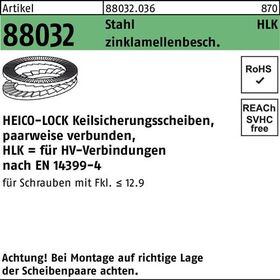 Keilsicherungsscheibe R 88032 HLK-27 Stahl zinklamellenb. geklebt 25St. HEICO - VPE: 25