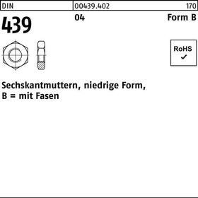 Sechskantmutter DIN 439/ISO 4035 FormB BM 8 Automatenstahl 1000 Stück - VPE: 1000