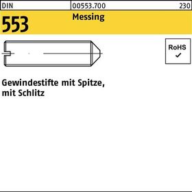 Gewindestift DIN 553 Schlitz/Spitze M5x 10 Messing 100 Stück - VPE: 100