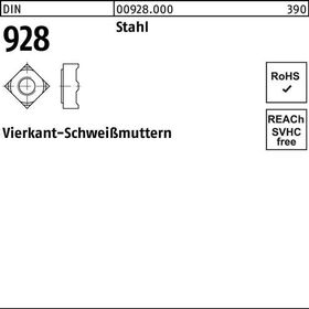 Vierkantanschweißmutter DIN 928 M6 Stahl 1000 Stück - VPE: 1000