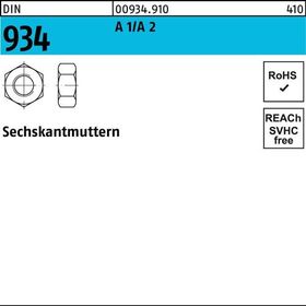 Sechskantmutter DIN 934 M2 A1/A2 100 Stück - VPE: 100