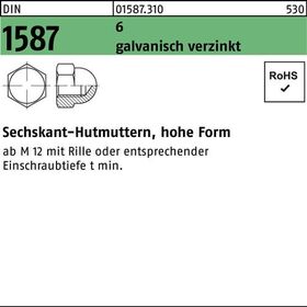 Sechskanthutmutter DIN 1587 M10 SW 17 6 galv.verz. 100 Stück - VPE: 100