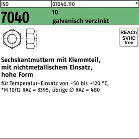 Sechskantmutter ISO 7040 Klemmteil M12 10 galv.verz. 100 Stück - VPE: 100