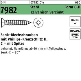 Senkblechschraube DIN 7982 PH/Spitze C 3,5x9,5-H Stahl galv.verz. 100St. - VPE: 100