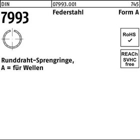 Runddrahtsprengring DIN 7993 f.Wellen A 25 Federstahl 100 Stück - VPE: 100